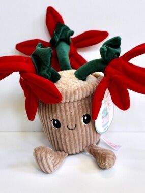 Linzy Toys Plant Pals Buddies Potted Flower Red Poinsettia Plush Stuffed Toy 7"